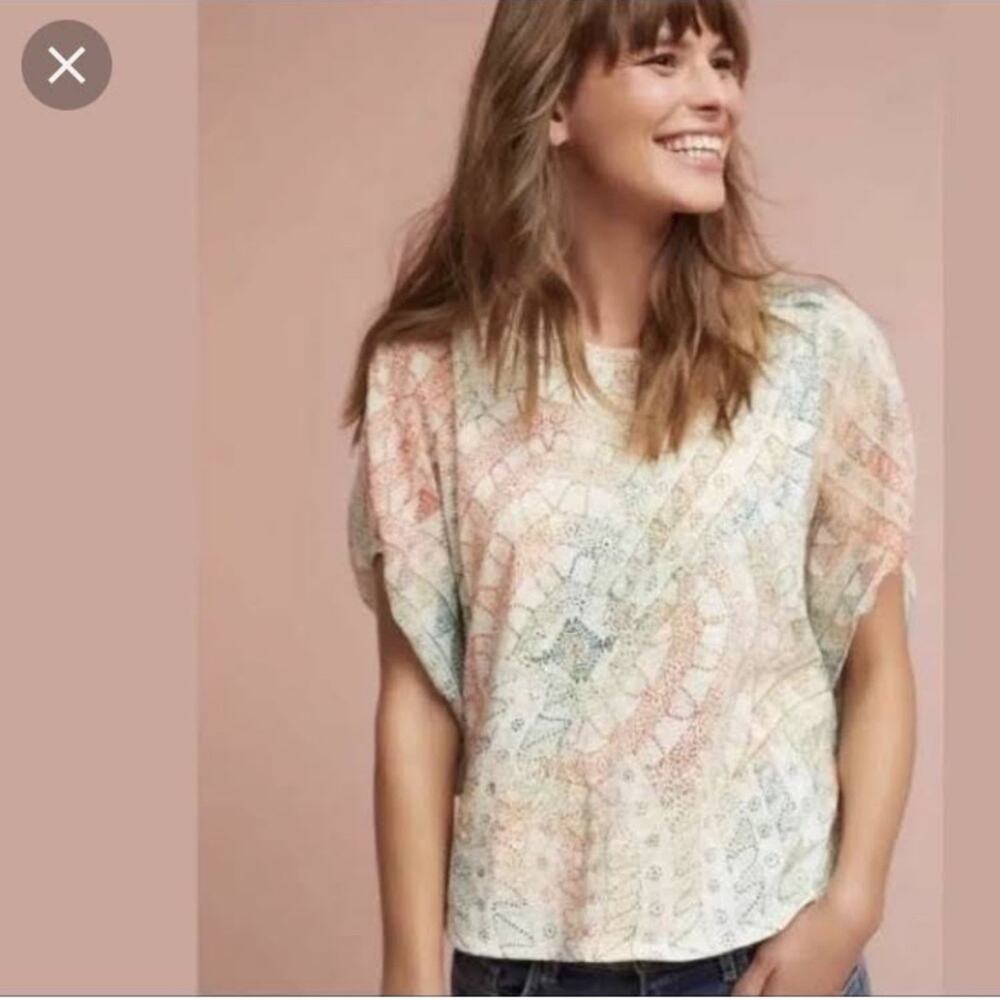 Eri + Ali | Anthropologie Briony Printed Top Size S